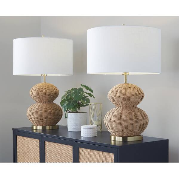 The Curated Nomad Rae 27" Rattan Table Lamp (Set of 2) Bed Bath